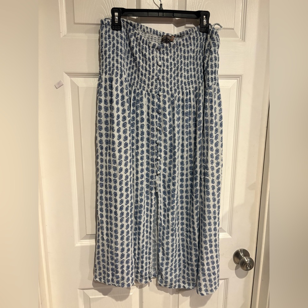 Elegant Blue and White Maxi Skirt